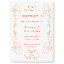 Peach Bells Scrollwork Wedding Sla de datum op