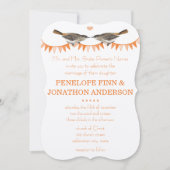 Peach  Bird Bunting Wedding Invitations Kaart (Voorkant)