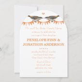 Peach  Bird Bunting Wedding Invitations Kaart (Voorkant)
