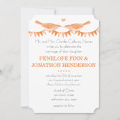 Peach  Bird Bunting Wedding Invitations Kaart (Voorkant)