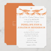 Peach  Bird Bunting Wedding Invitations Kaart (Voorkant / Achterkant)
