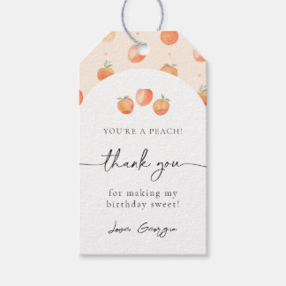 Peach Birthday Favor Tags | Waterverf Peach Cadeaulabel