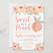 Peach Birthday Invitation Sweet as a Peach Kaart (Voorkant)