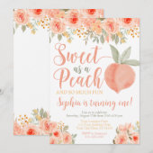 Peach Birthday Invitation Sweet as a Peach Kaart (Voorkant / Achterkant)