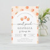 Peach Birthday Invitation | Waterverf Peach Kaart (Staand voorkant)