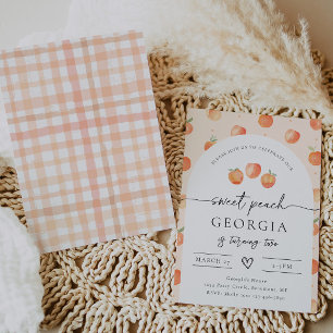 Peach Birthday Invitation   Waterverf Peach Kaart