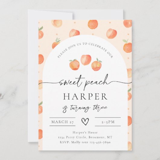 Peach Birthday Invitation | Zoet Peach Kaart (Voorkant)
