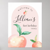 Peach Birthday Party of Baby shower Welcome Sign Poster (Voorkant)
