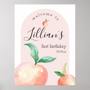 Peach Birthday Party of Baby shower Welcome Sign Poster