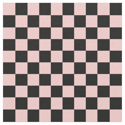 Peach & Black Checkerboard Stof (Close Up)