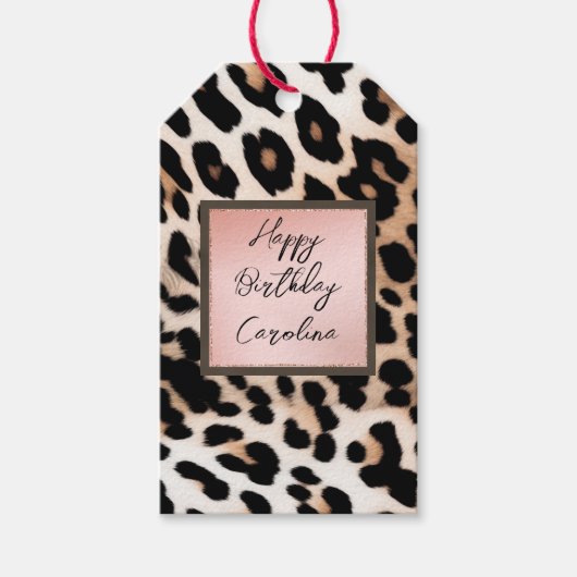 Peach Black Cream Leopard Cadeaulabel (Voorkant)