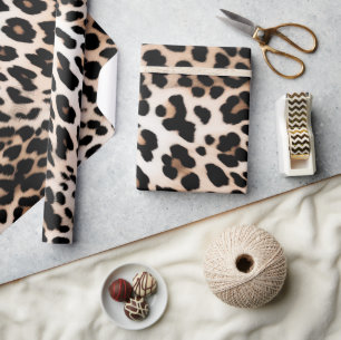 Peach Black Cream Leopard Cadeaupapier