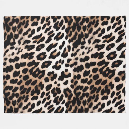 Peach Black Cream Leopard Fleece Deken (Voorkant (Horizontaal))