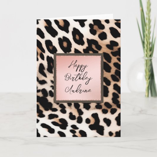Peach Black Cream Leopard Kaart (Voorkant)