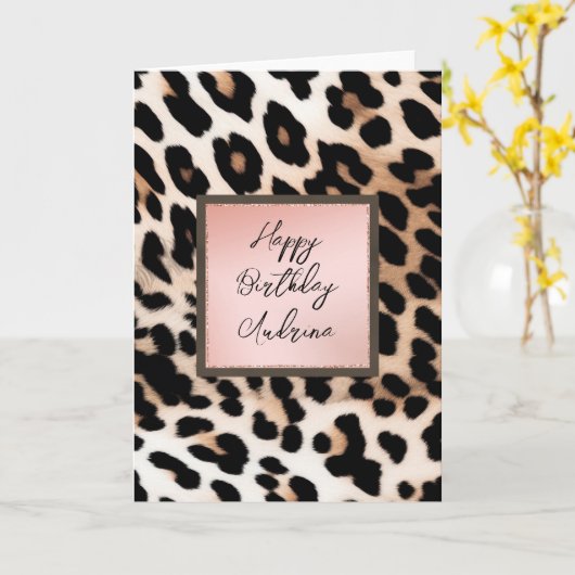 Peach Black Cream Leopard Kaart (Gele Bloem)