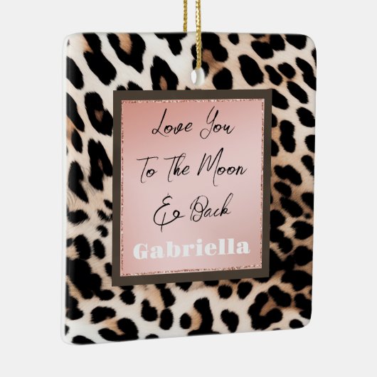 Peach Black Cream Leopard Keramisch Ornament (Rechts)