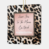 Peach Black Cream Leopard Keramisch Ornament (Links)