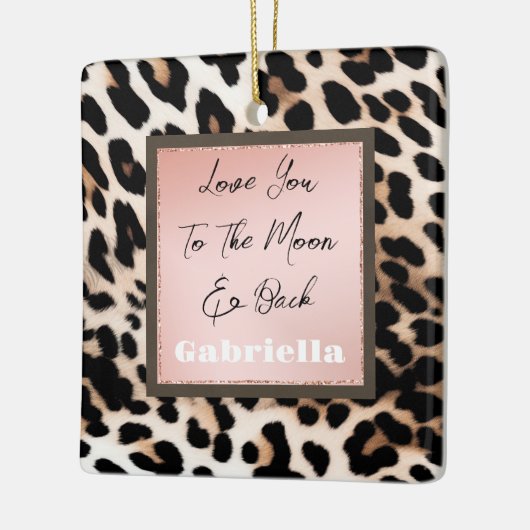 Peach Black Cream Leopard Keramisch Ornament (Links)