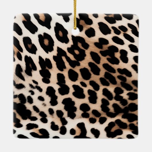Peach Black Cream Leopard Keramisch Ornament (Achterkant)