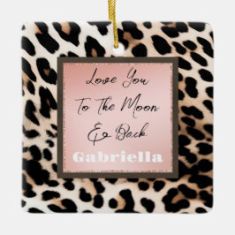 Peach Black Cream Leopard Keramisch Ornament