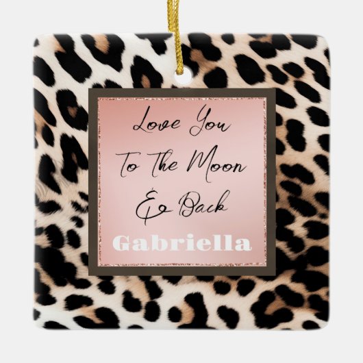 Peach Black Cream Leopard Keramisch Ornament (Voorkant)