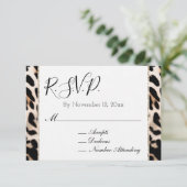 Peach Black Cream Leopard RSVP Informatiekaartje (Staand voorkant)