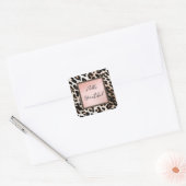 Peach Black Cream Leopard Vierkante Sticker (Envelop)