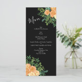 Peach Black Peony Roos Wedding Menu (Staand voorkant)
