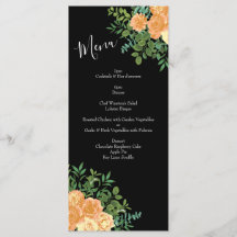 Peach Black Peony Roos Wedding Menu