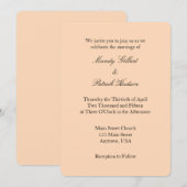 Peach Black Plain Simple Wedding Invitation Kaart (Voorkant / Achterkant)