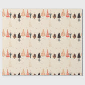 Peach, Black Polka Dot Trees with Snowflakes Cadeaupapier (Vlak)