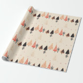 Peach, Black Polka Dot Trees with Snowflakes Cadeaupapier (Uitgerold)