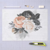 Peach-Black Silver Floral Lace Bouquet Decoupage Tissuepapier (Craft)
