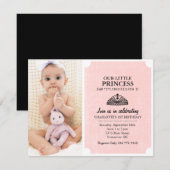 Peach & Black Tiara foto eerste verjaardag Uitnodi Kaart (Voorkant / Achterkant)