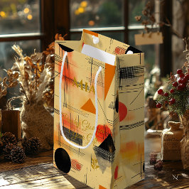 Peach & Black Warm Glow Geometrische Hedendaagse K Klein Cadeauzakje