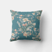 Peach, blauw, Cream Giant Bouquet op Blauwgroen Kussen (Achterkant)