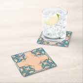 Peach Blauwgroen Art Nouveau Kartonnen Onderzetters (Insitu)