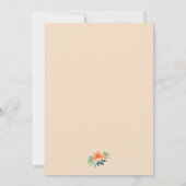 Peach Blauwgroen Floral Waterverf Wedding Invitati (Achterkant)