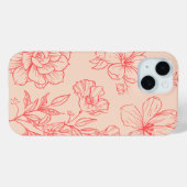 Peach Bloem Omlijning iPhone 15 Hoesje (Achterkant (horizontaal))