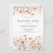 Peach Bloemen Graduation Party Uitnodiging (Voorkant)