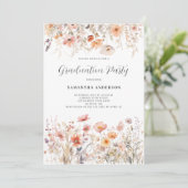 Peach Bloemen Graduation Party Uitnodiging (Staand voorkant)