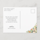 Peach Bloemenkalligrafie trouwfoto dank u Briefkaart (Achterkant)