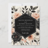 Peach Bloom Nocturne Wedding Kaart (Voorkant)