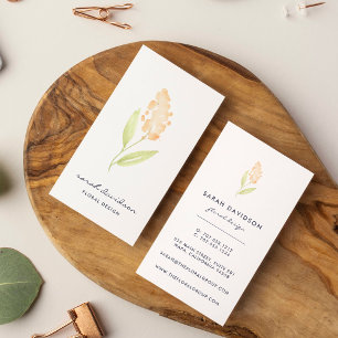 Peach Bloom   Waterverf — Floral — Verticaal Visitekaartje