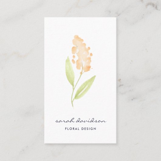 Peach Bloom | Waterverf — Floral — Verticaal Visitekaartje (Voorkant)