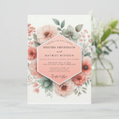 Peach Bloom Whimsy Wedding Kaart (Staand voorkant)