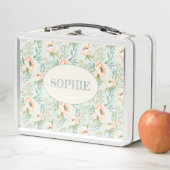 Peach Blooming Floral gepersonaliseerde lunchbox (In situ)