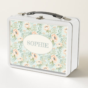 Peach Blooming Floral gepersonaliseerde lunchbox