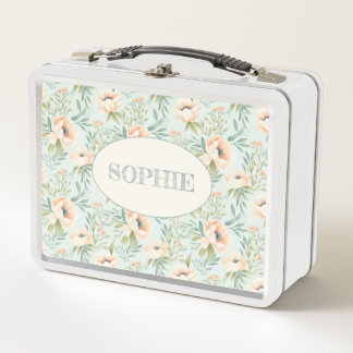 Peach Blooming Floral gepersonaliseerde lunchbox
