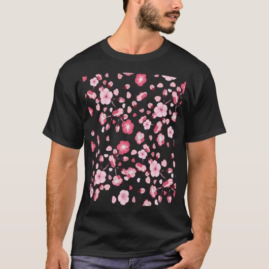 Peach Blossom Blooming Cherry Floral Pattern T-shirt (Voorkant)